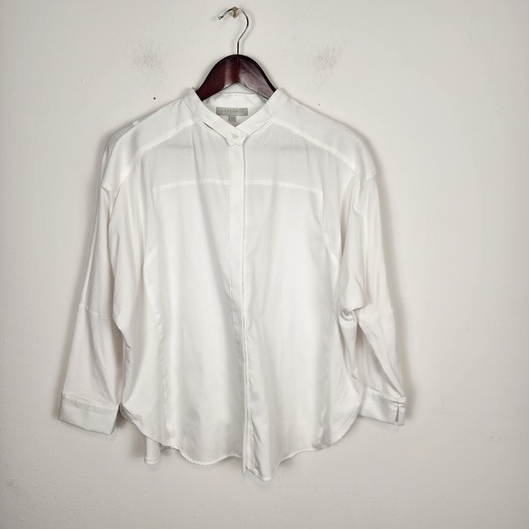 Anatomie Cotton Modal White Button Front Long Sleeve Shirt‎ Women's Size XS - Picture 1 of 7